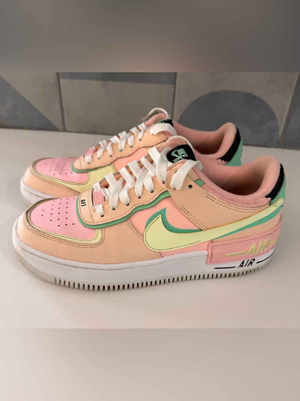 Nike Air Force 1 Shadow Pastel Pink & Peach Sneakers 8.5 - Picture 2 of 9